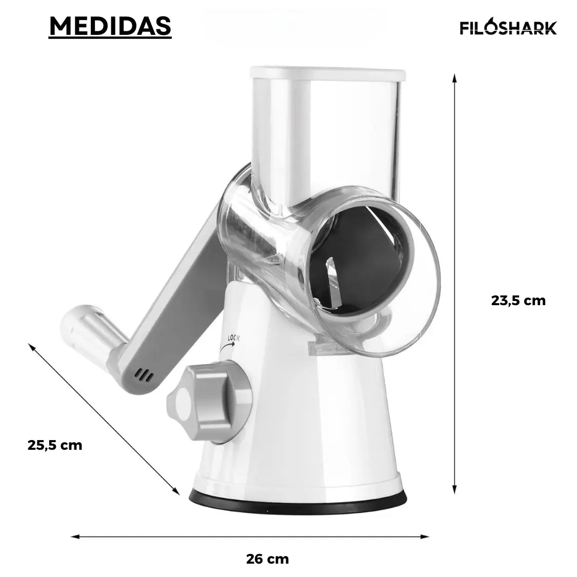 Mandolina Rallador Filoshark Giratorio De Verduras Cortador
