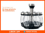 Set Condimentero Especiero Giratorio X6 Frascos Vidrio LIBERCAM COCI-10 Acero Color Negro