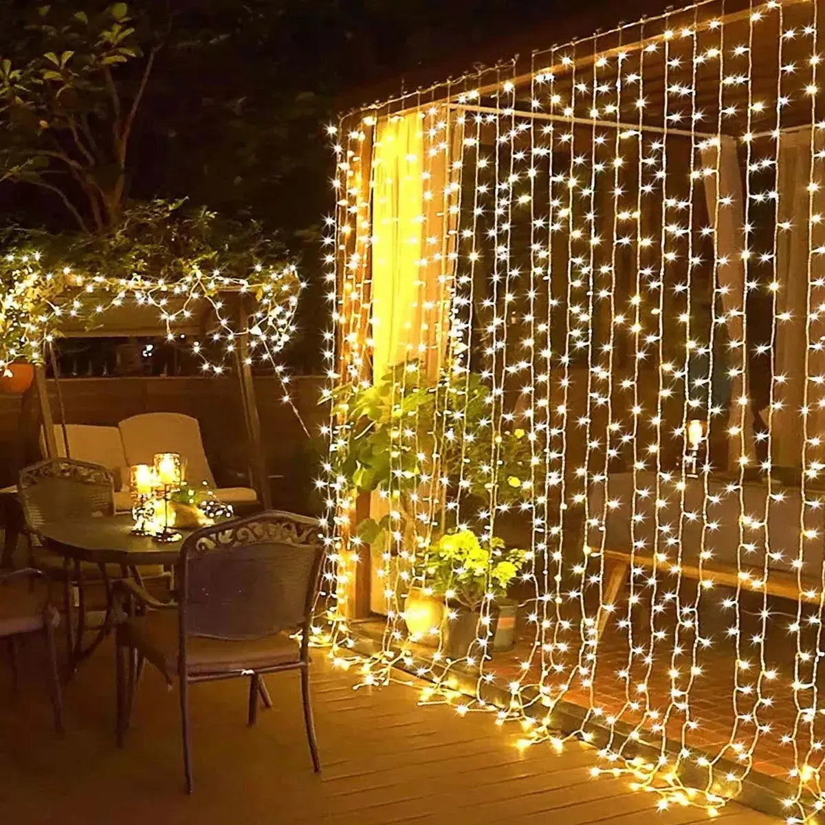 Guirnalda Cortina Led Navidad De 3x3 Metros 300leds 8 Efectos - Interconectable