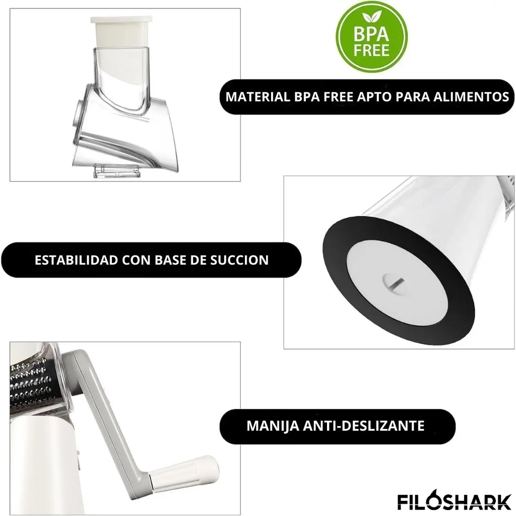 Mandolina Rallador Filoshark Giratorio De Verduras Cortador