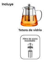 Tetera De Vidrio Termico Con Filtro Infusor Waggs Acero Inox 750ml