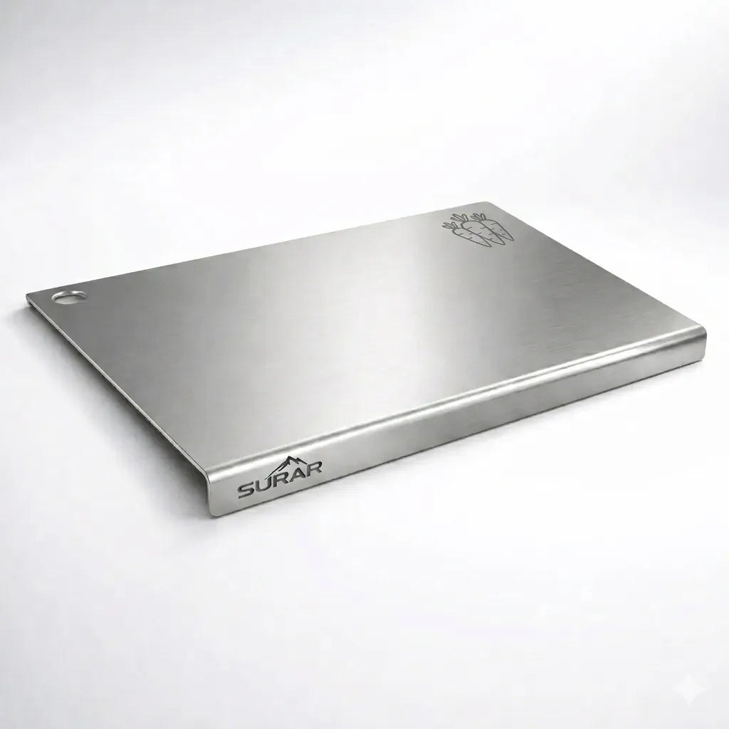 Tabla De Acero Inoxidable 50x35 Con Tope Para Cocina 1.2 Mm