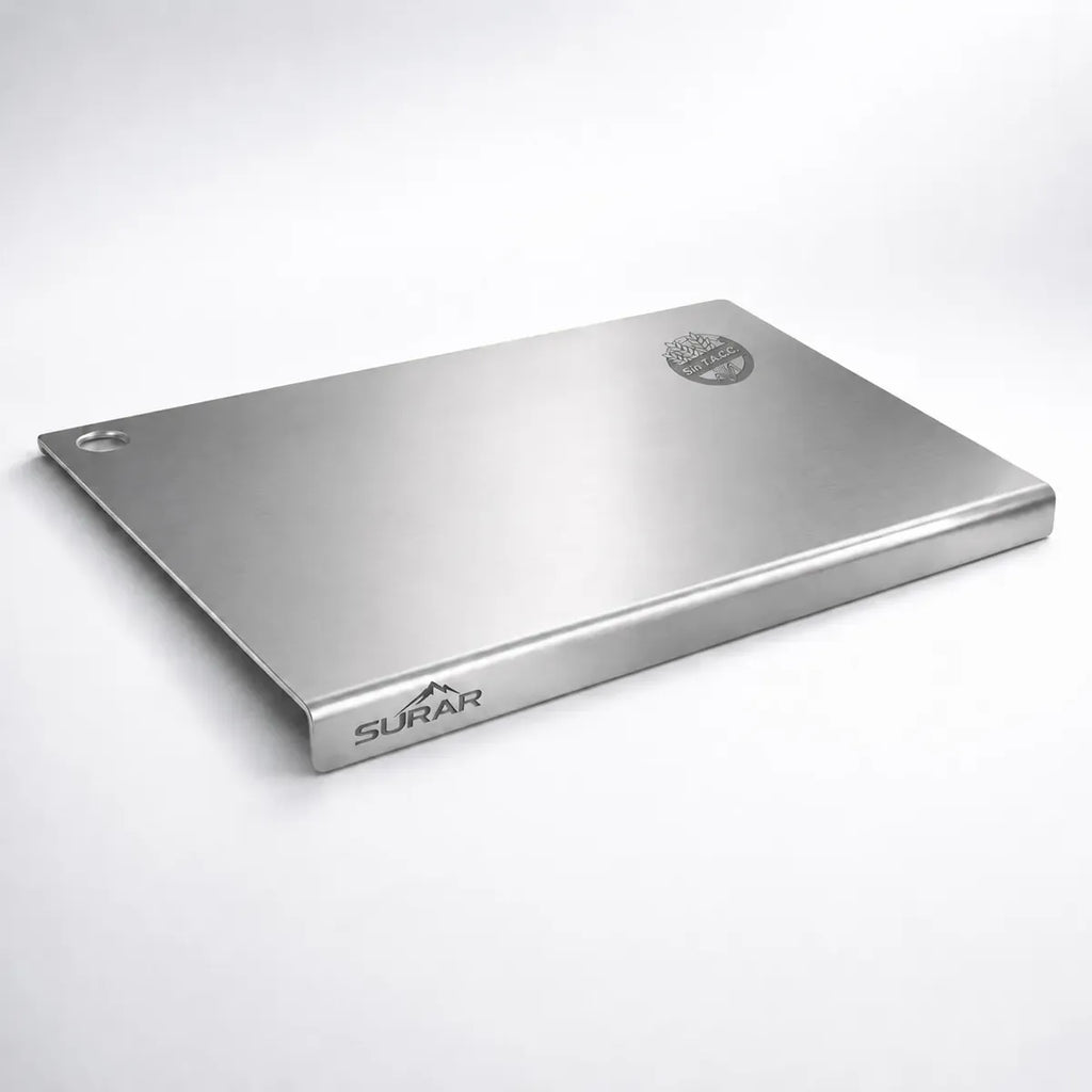 Tabla De Acero Inoxidable 50x35 Con Tope Para Cocina 1.2 Mm