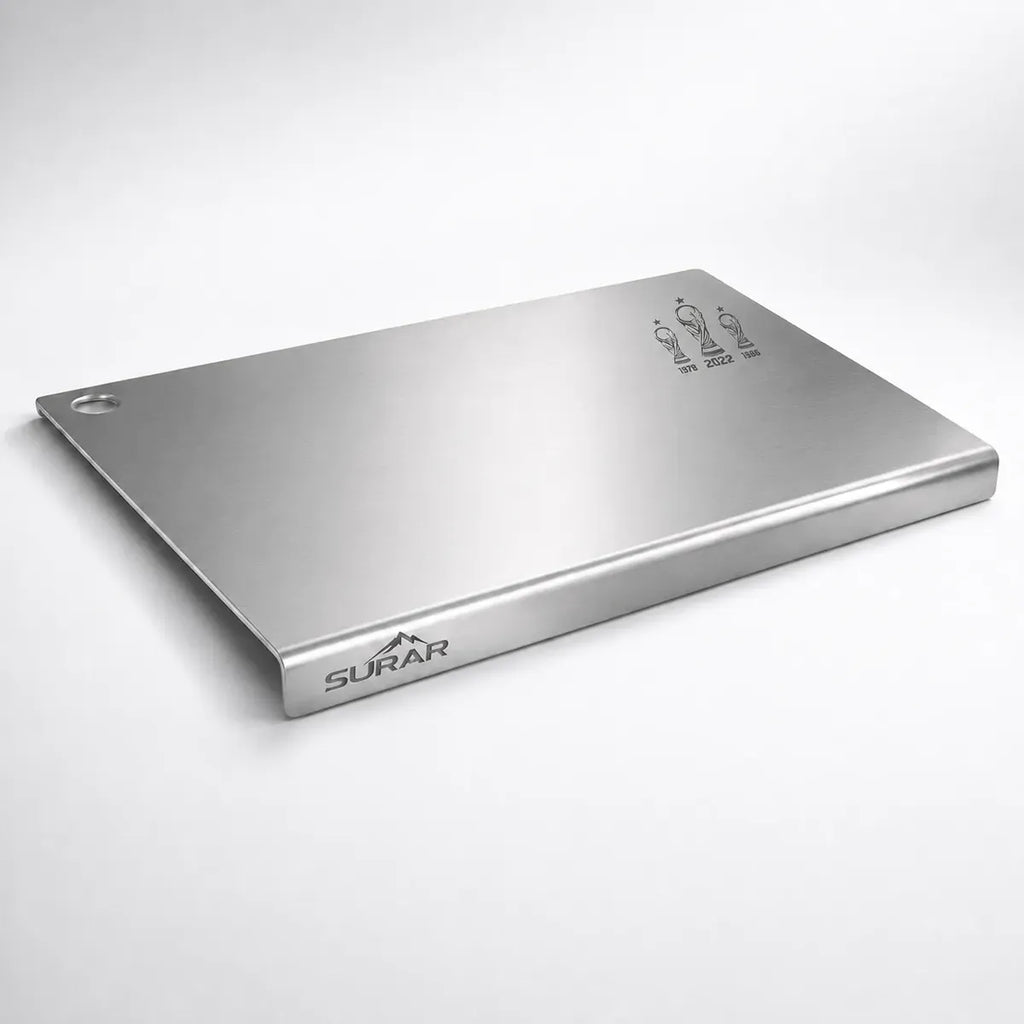 Tabla De Acero Inoxidable 50x35 Con Tope Para Cocina 1.2 Mm