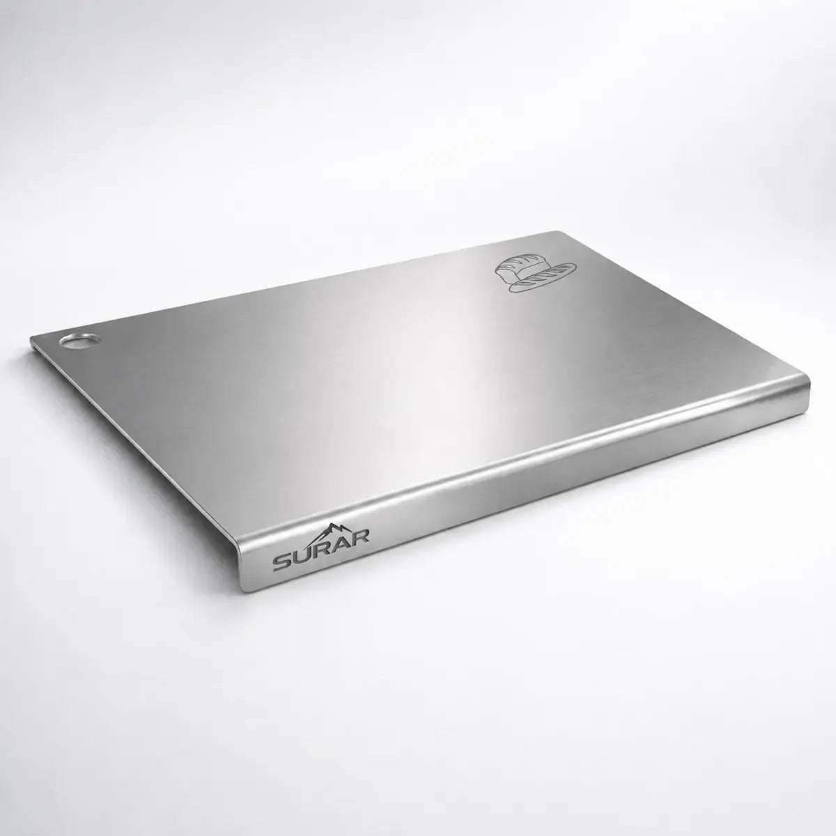Tabla De Acero Inoxidable 50x35 Con Tope Para Cocina 1.2 Mm