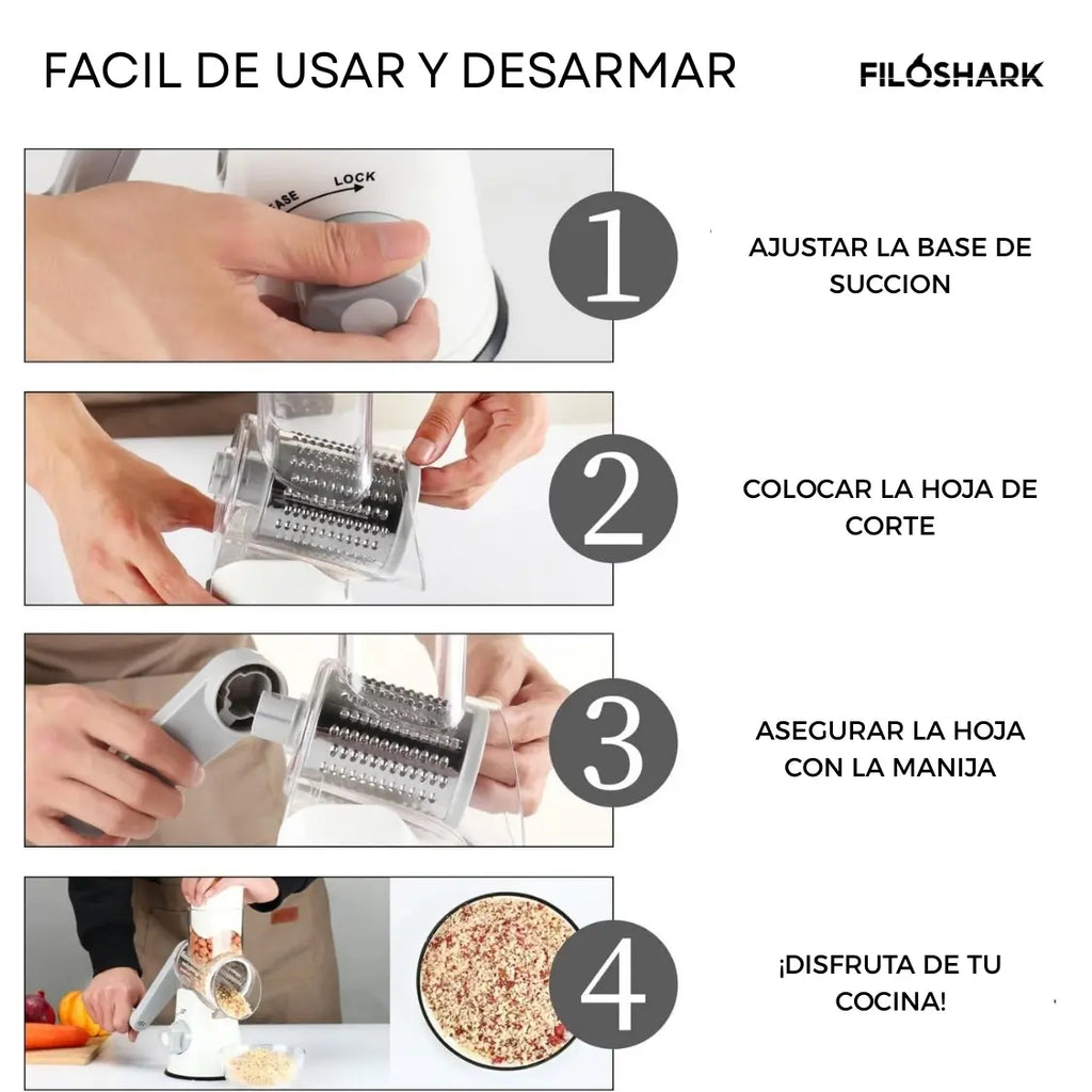 Mandolina Rallador Filoshark Giratorio De Verduras Cortador