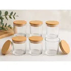 Vaso Portavelas Vidrio 8,4 Cm Tapa Bamboo Set X6 Cup Deco