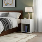 Mesa de Luz con Cajón y Correderas Metálicas 38cm - MDP 15mm Melamina