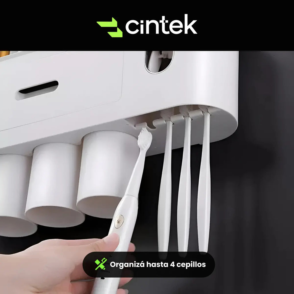 Dispenser Automatico Pasta Dental Porta Cepillos Baño Cintek Pared
