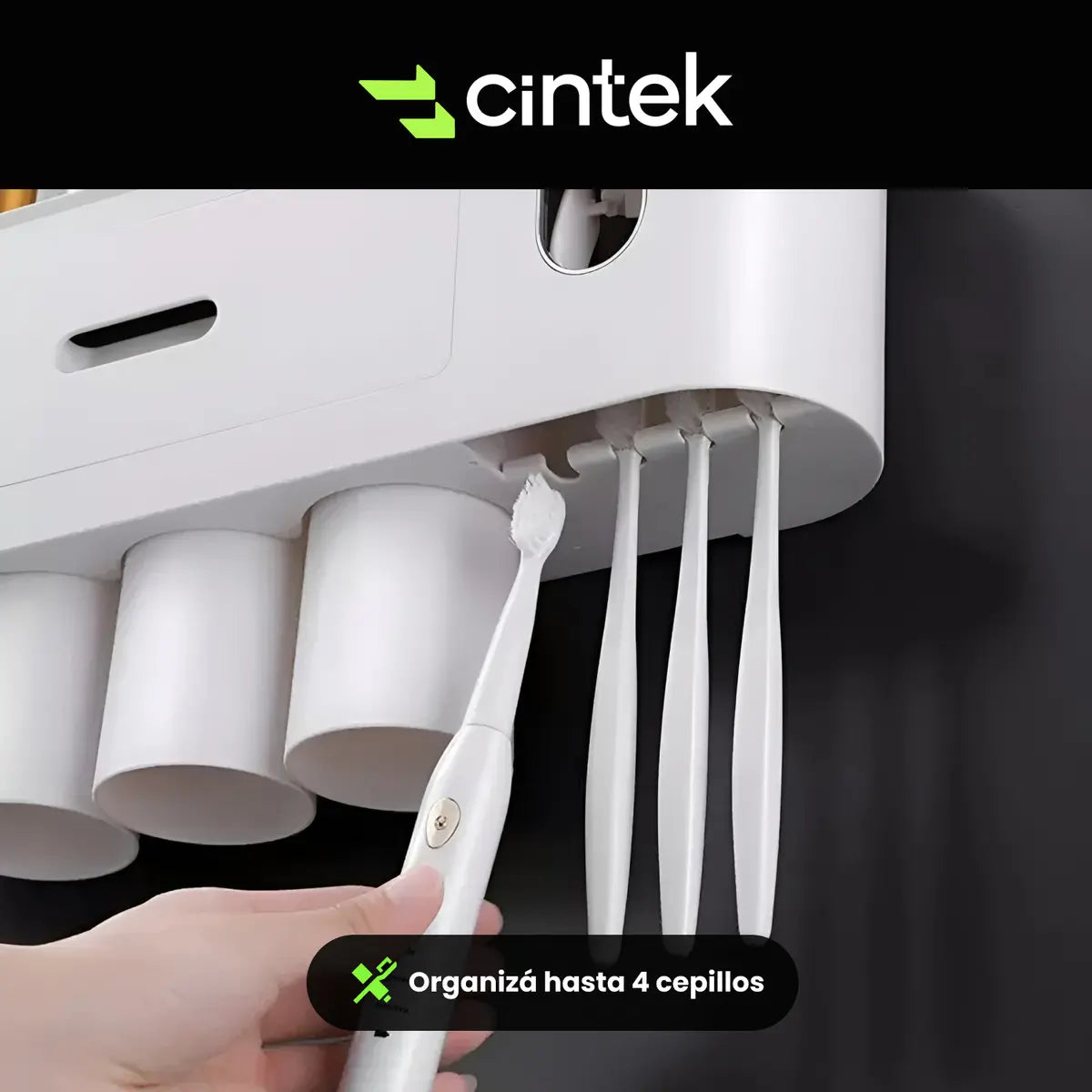 Dispenser Automatico Pasta Dental Porta Cepillos Baño Cintek Pared