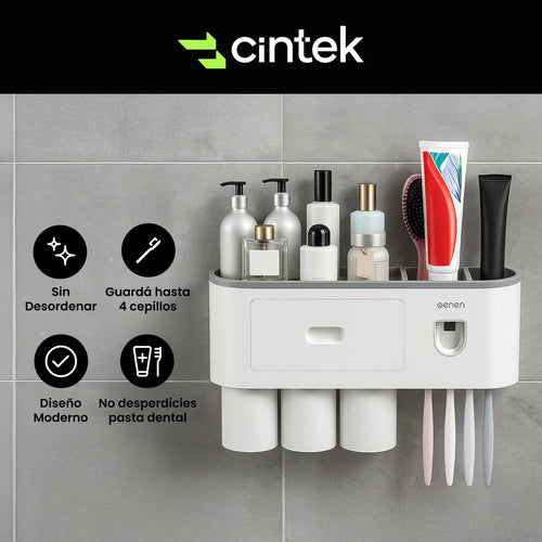 Dispenser Automatico Pasta Dental Porta Cepillos Baño Cintek Pared
