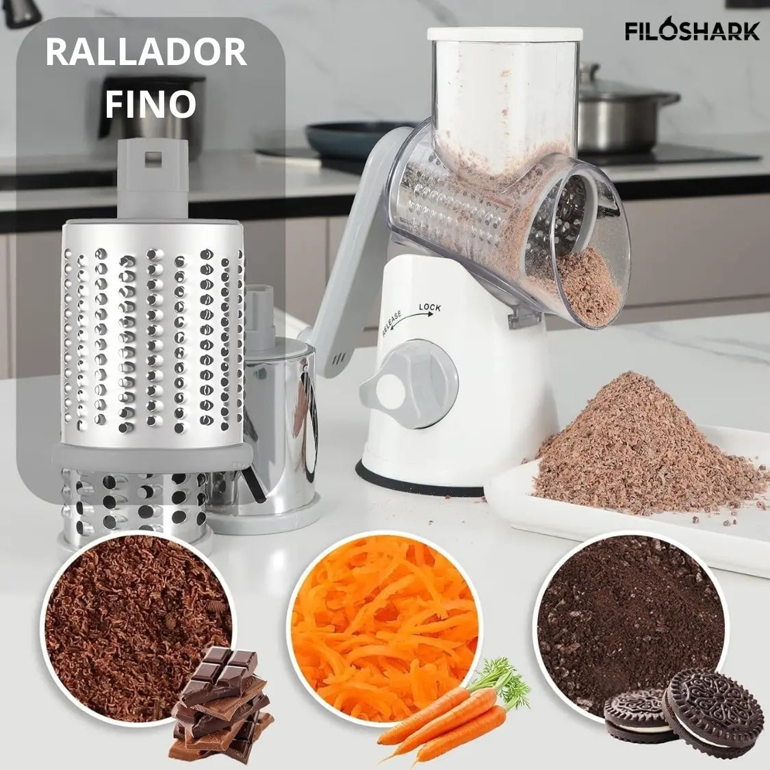 Mandolina Rallador Filoshark Giratorio De Verduras Cortador