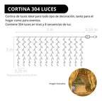 Guirnalda Cortina Led Navidad De 3x3 Metros 300leds 8 Efectos - Interconectable