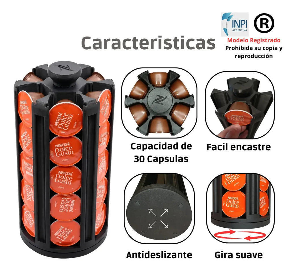 Porta Capsulas Dolce Gusto 30 Dispenser Giratorio Organizado