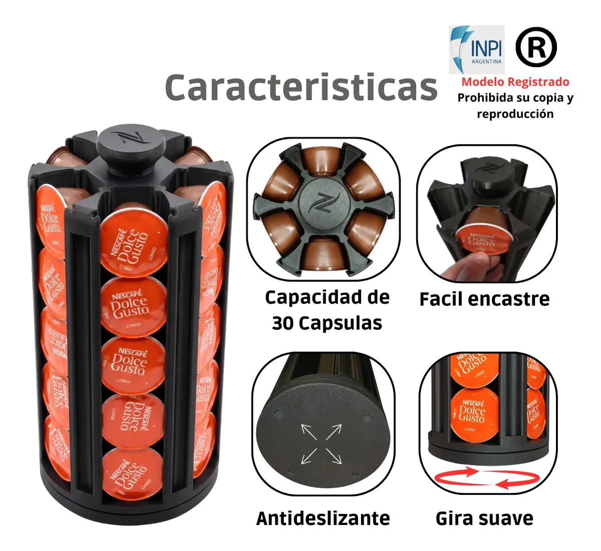 Porta Capsulas Dolce Gusto 30 Dispenser Giratorio Organizado