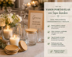 Vaso Portavelas Vidrio 8,4 Cm Tapa Bamboo Set X6 Cup Deco