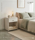 Mesa de Luz con Cajón y Correderas Metálicas 38cm - MDP 15mm Melamina
