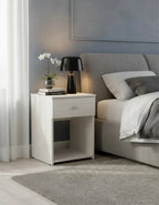 Mesa de Luz con Cajón y Correderas Metálicas 38cm - MDP 15mm Melamina