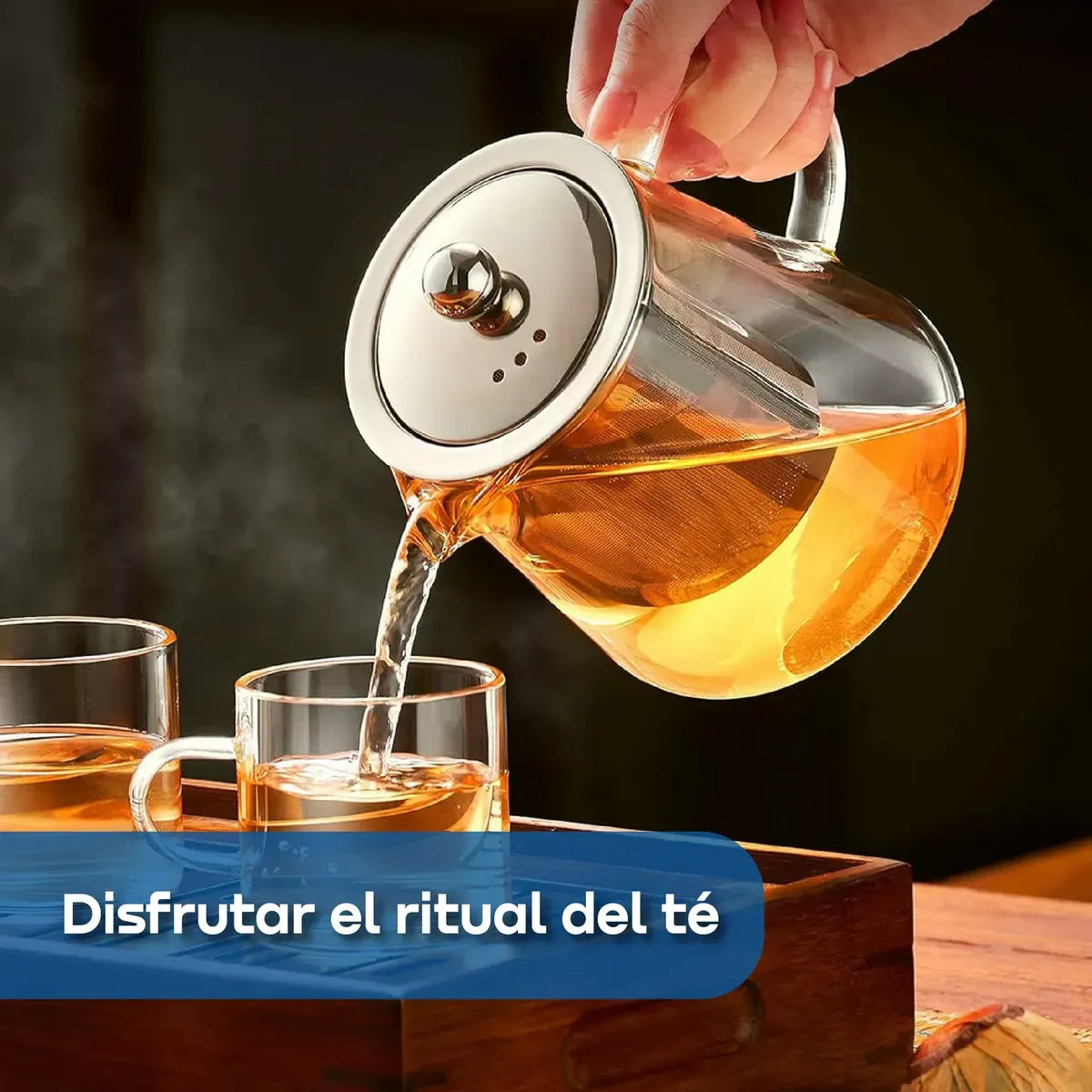 Tetera De Vidrio Termico Con Filtro Infusor Waggs Acero Inox 750ml