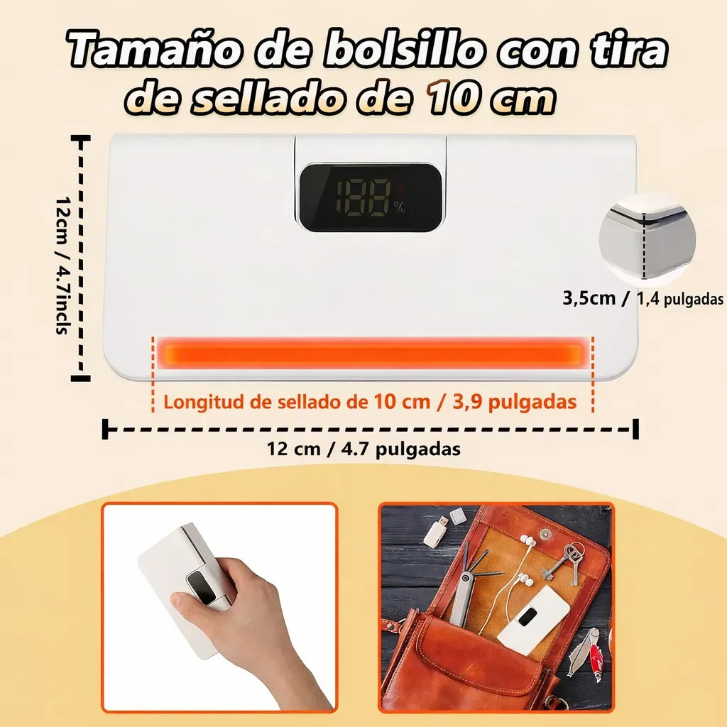 Mini Selladora, Portatil Recargable Para Hogar Cocina Bolsas