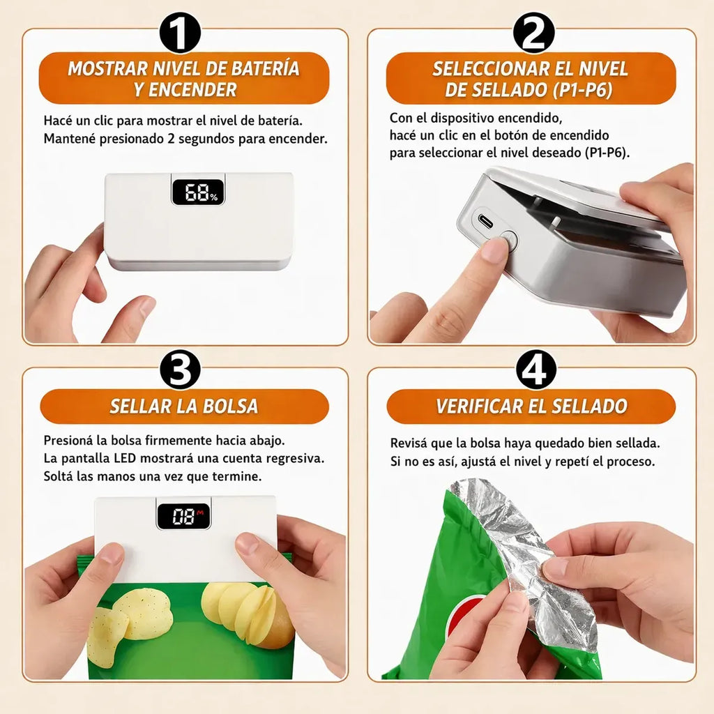 Mini Selladora, Portatil Recargable Para Hogar Cocina Bolsas