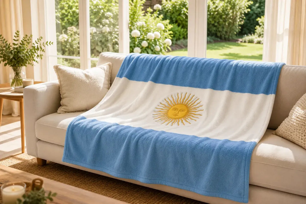 Manta, Bandera Argentina, Flannel, Bordada 160x 120 De Lujo!