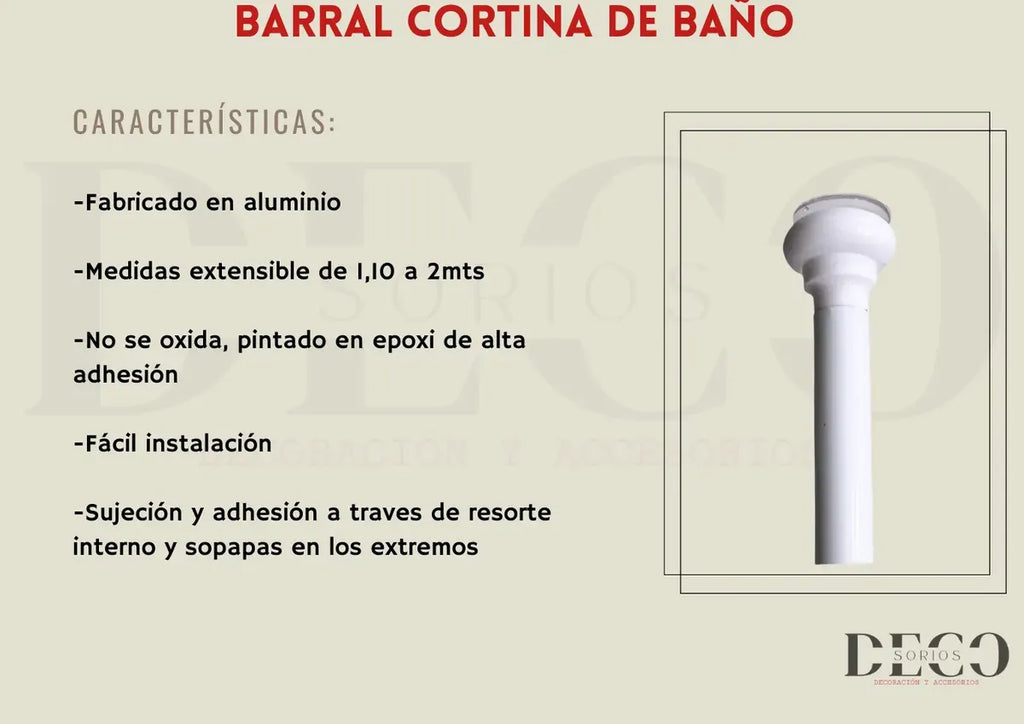 Caño Negro Para Cortina De Baño De 1,10 A 2mts Lujo