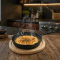 Provoletera de Hierro Fundido con Base de Madera Waffy, Antiadherente para Cocina y Parrilla