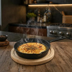 Provoletera de Hierro Fundido con Base de Madera Waffy, Antiadherente para Cocina y Parrilla
