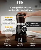 Molinillo De Café Eléctrico Cuk By Gadnic 165 W Ajustable 31 Niveles Molienda Control Digital