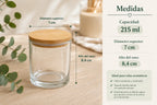 Vaso Portavelas Vidrio 8,4 Cm Tapa Bamboo Set X6 Cup Deco