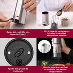 Salero/pimentero Eléctrico Winair.co Molinillo Pimentero De Plastico, Acero Inox Pack X2