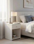 Mesa de Luz con Cajón y Correderas Metálicas 38cm - MDP 15mm Melamina
