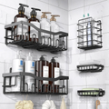 Set X5 Organizador Ducha Estante Bano Canasto Baño Adhesivo Negro