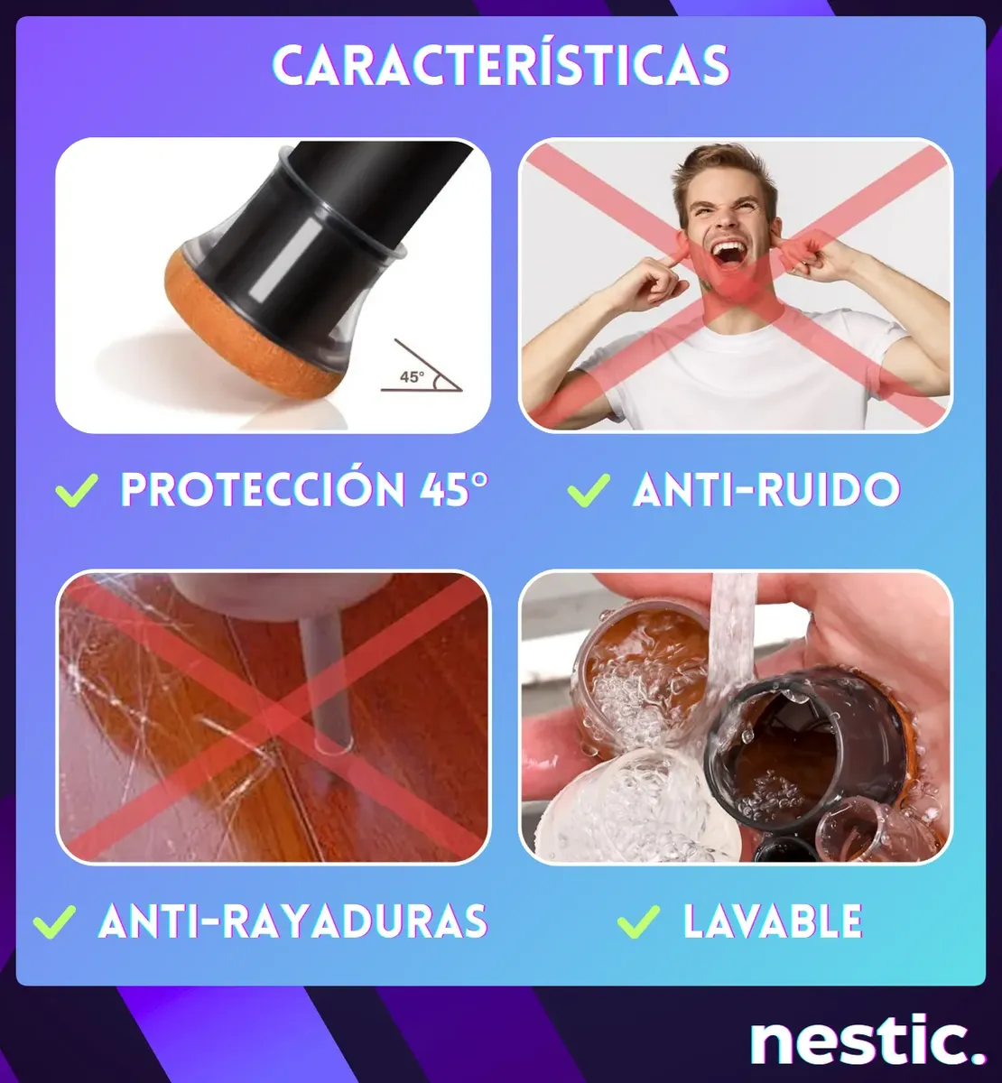 Protector Piso Pata Silla Mesa Circular Fieltro Regaton Premium X4 CIRUCULAR