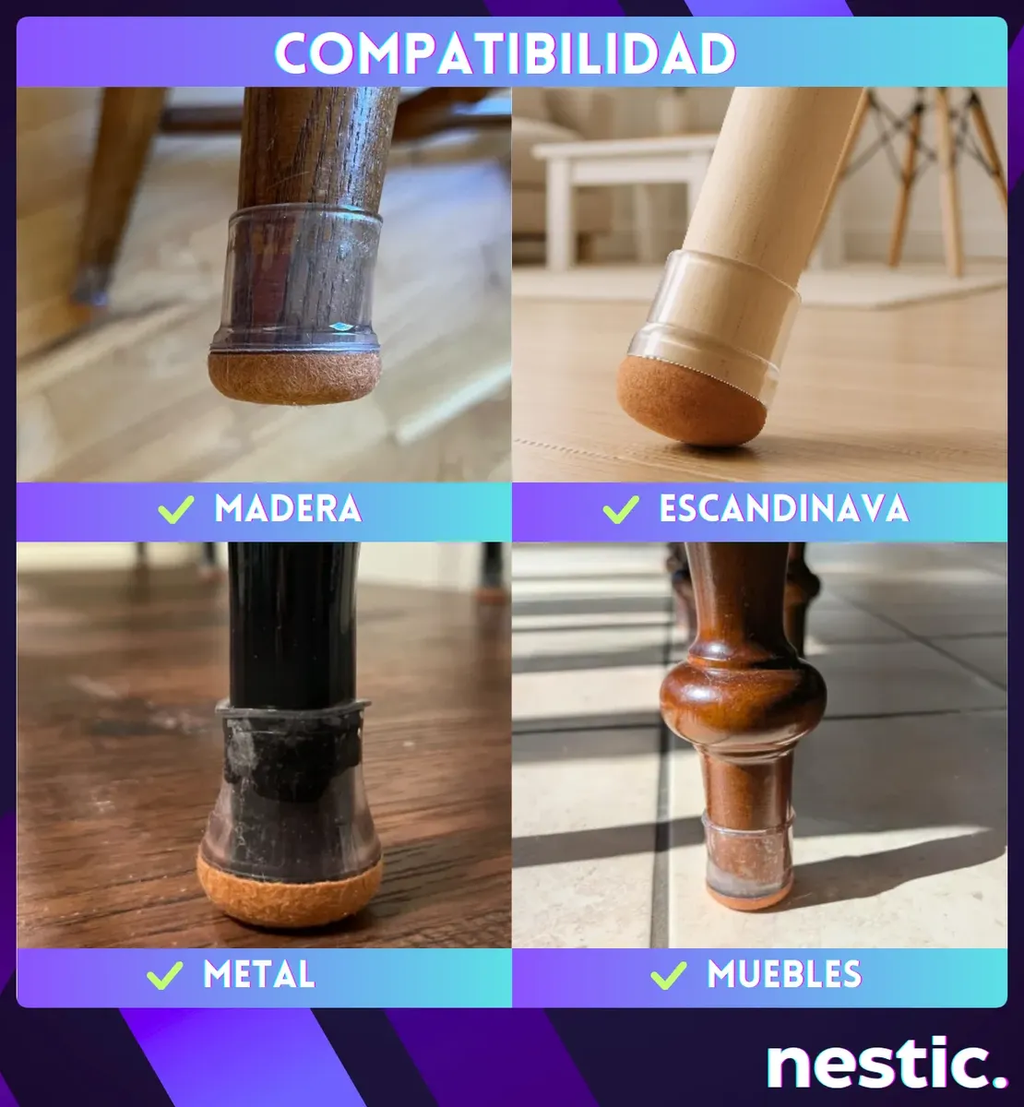 Protector Piso Pata Silla Mesa Circular Fieltro Regaton Premium X4 CIRUCULAR