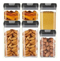 Set X6 Frascos Hermeticos Apilables Transparentes