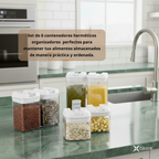 Set X6 Frascos Hermeticos Apilables Transparentes