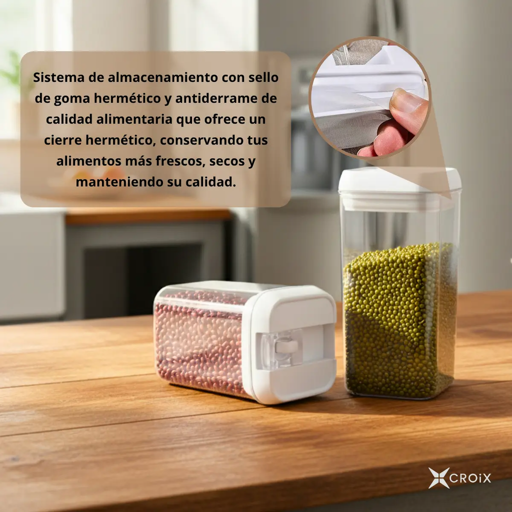 Set X6 Frascos Hermeticos Apilables Transparentes