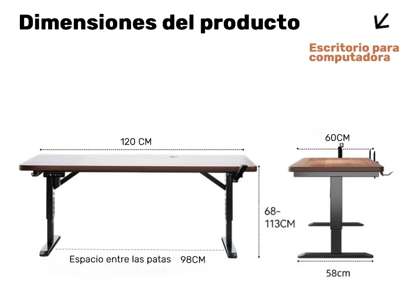 Escritorio Regulable 120x60x15 Con Ajuste De Altura