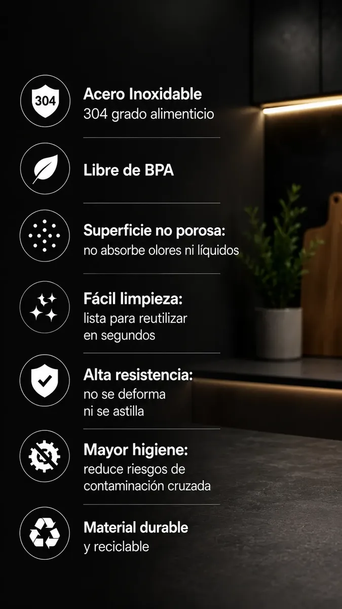 Tabla De Acero Inoxidable 50x35 Con Tope Para Cocina 1.2 Mm