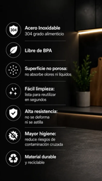 Tabla De Acero Inoxidable 50x35 Con Tope Para Cocina 1.2 Mm