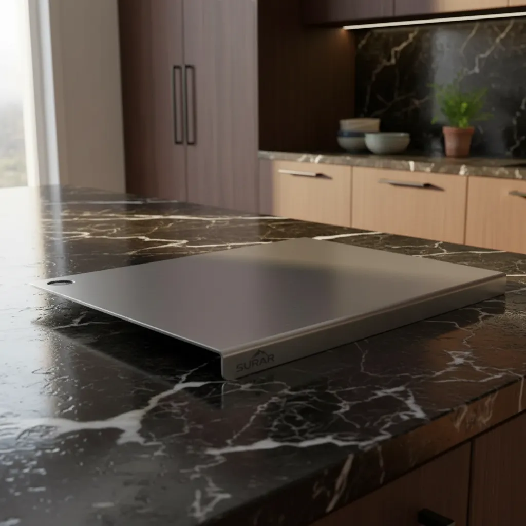 Tabla De Acero Inoxidable 50x35 Con Tope Para Cocina 1.2 Mm