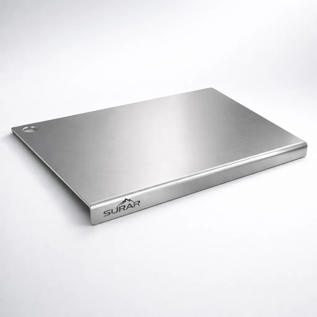 Tabla De Acero Inoxidable 50x35 Con Tope Para Cocina 1.2 Mm
