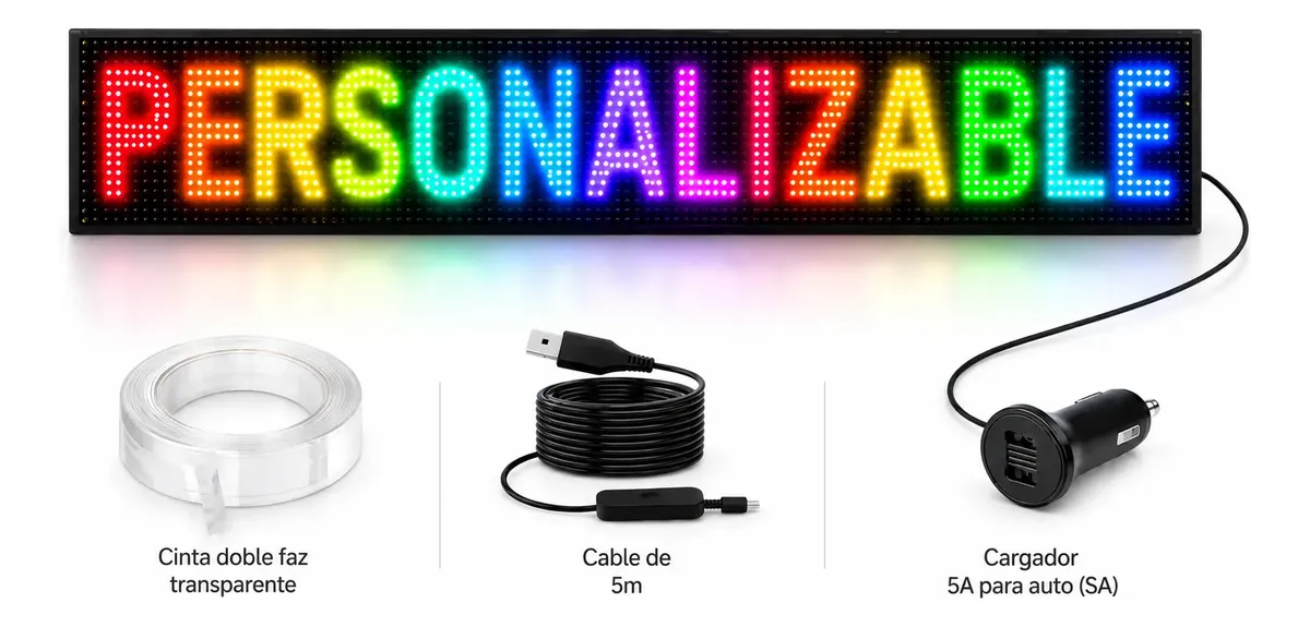 Cartel Led Programable 90x20cm Grande Flexible Bluetooth Usb