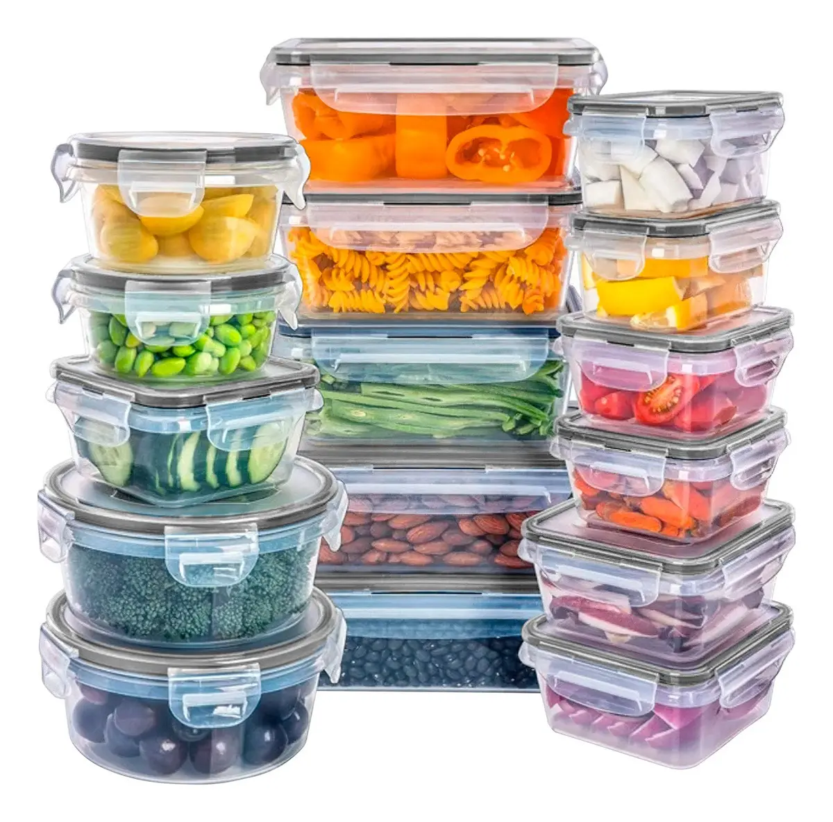 Set x16 tapers frascos recipientes hermeticos plastico