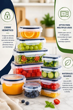 Set x16 tapers frascos recipientes hermeticos plastico