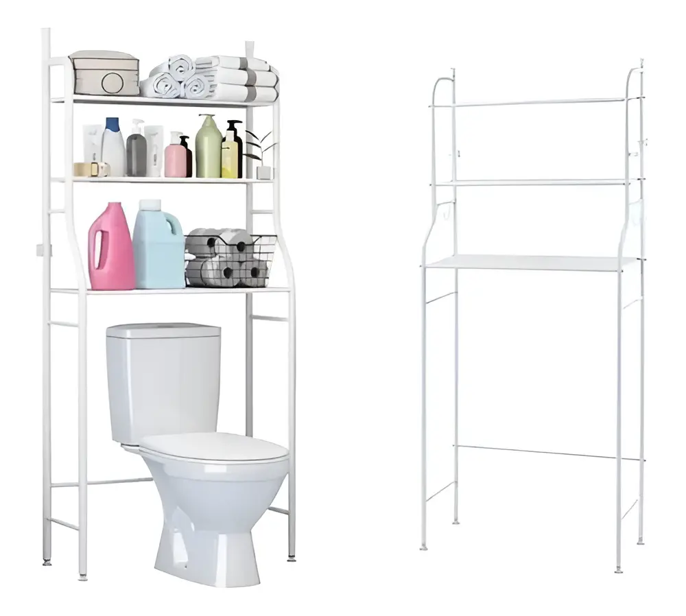 Mueble organizador de baño Toilet Rack MUEBLE ESTANTE REPISA BAÑO de metal color blanco - 47cm x 1.6m x 25cm