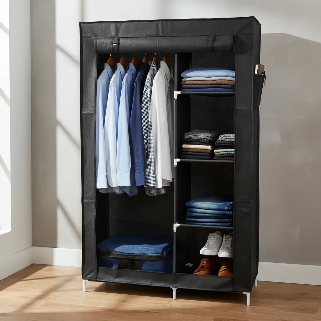 Organizador Ropa Armario Ropero Perchero Tela Hrp01 Negro