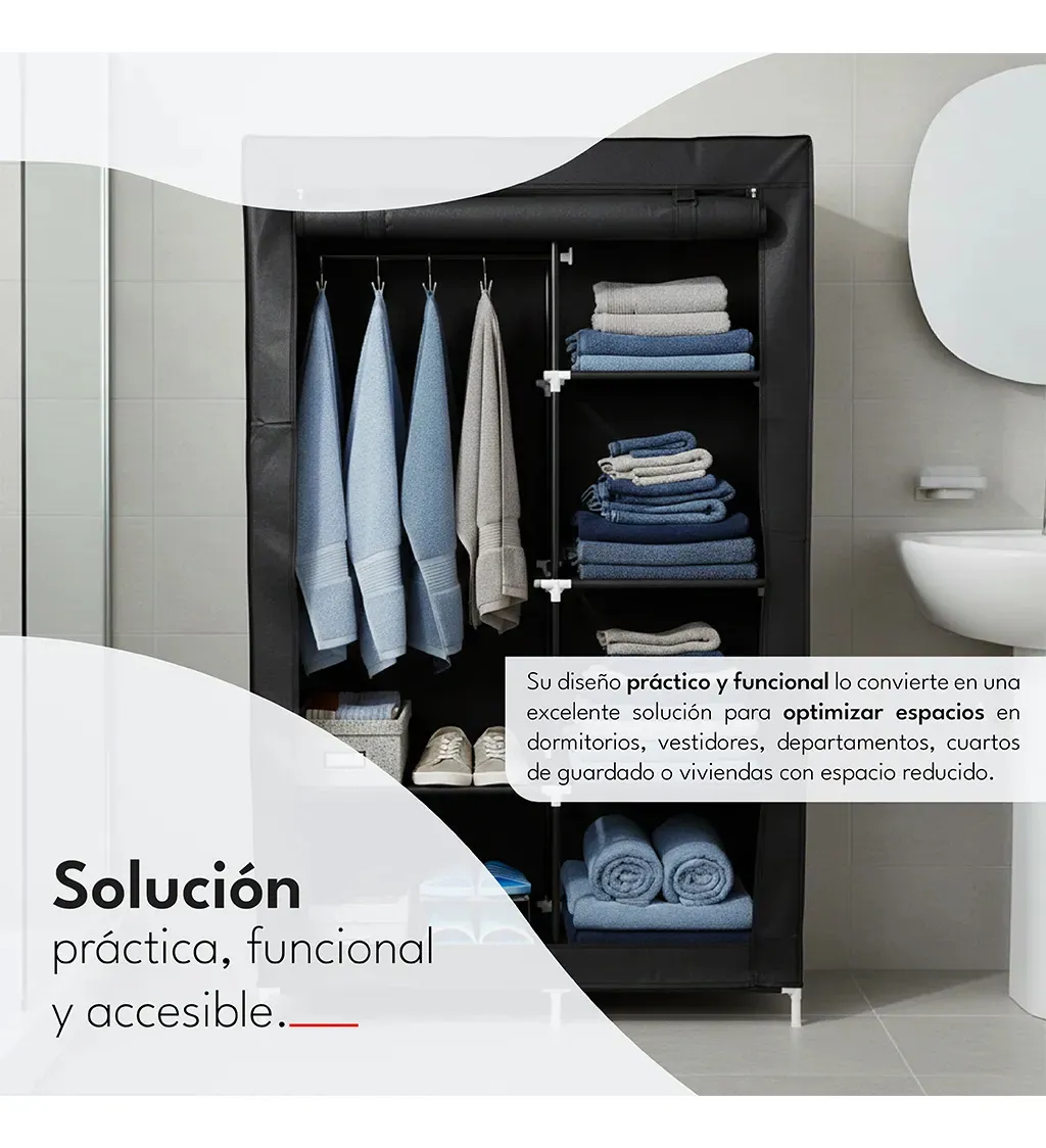 Organizador Ropa Armario Ropero Perchero Tela Hrp01 Negro